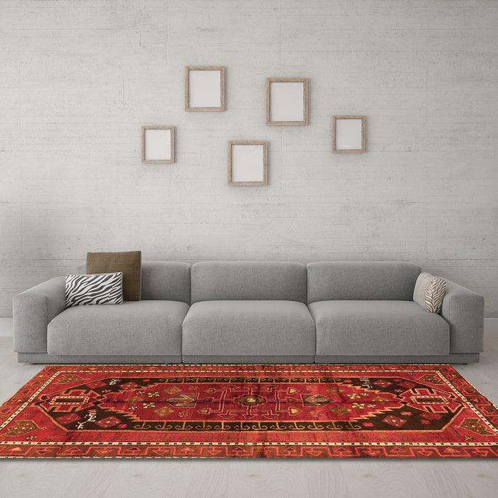 Machine Washable Persian Orange Traditional Area Rugs in a Living Room, wshtr2805org