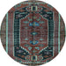 Round Persian Light Blue Traditional Rug, tr2805lblu