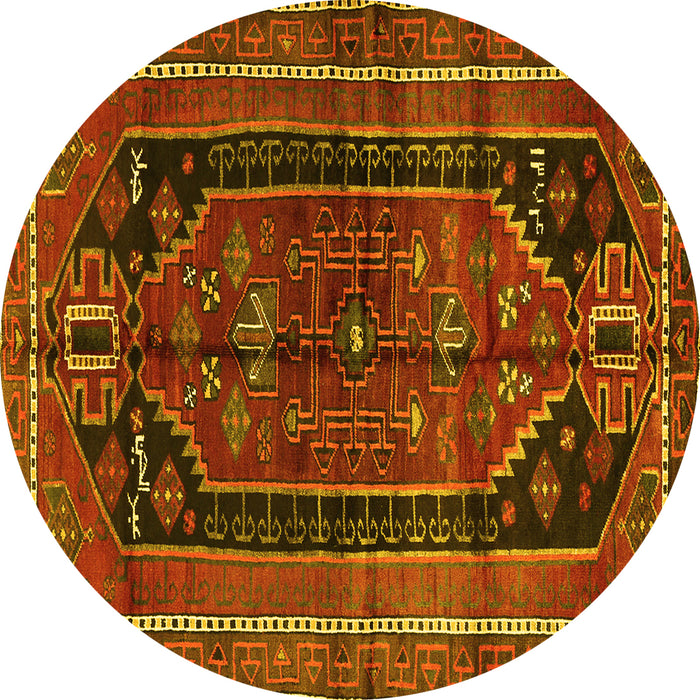 Round Persian Yellow Traditional Rug, tr2805yw