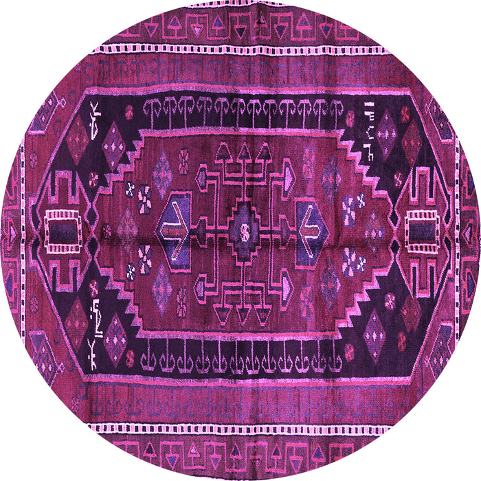 Round Machine Washable Persian Purple Traditional Area Rugs, wshtr2805pur
