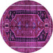 Round Machine Washable Persian Purple Traditional Area Rugs, wshtr2805pur