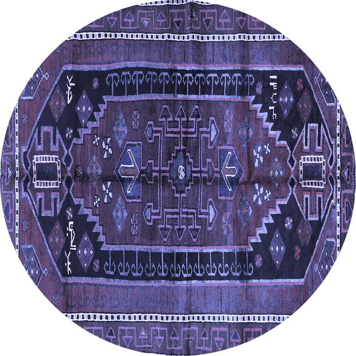 Round Persian Blue Traditional Rug, tr2805blu