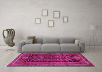 Machine Washable Persian Pink Traditional Rug, wshtr2805pnk