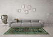 Machine Washable Persian Turquoise Traditional Area Rugs in a Living Room,, wshtr2805turq