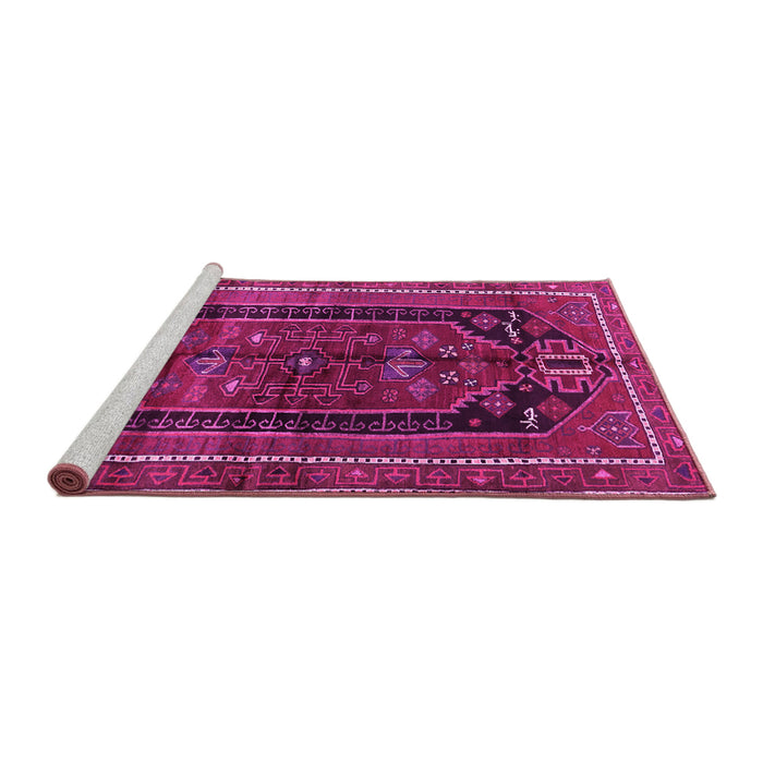 Sideview of Machine Washable Persian Pink Traditional Rug, wshtr2805pnk