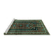 Sideview of Machine Washable Persian Turquoise Traditional Area Rugs, wshtr2805turq