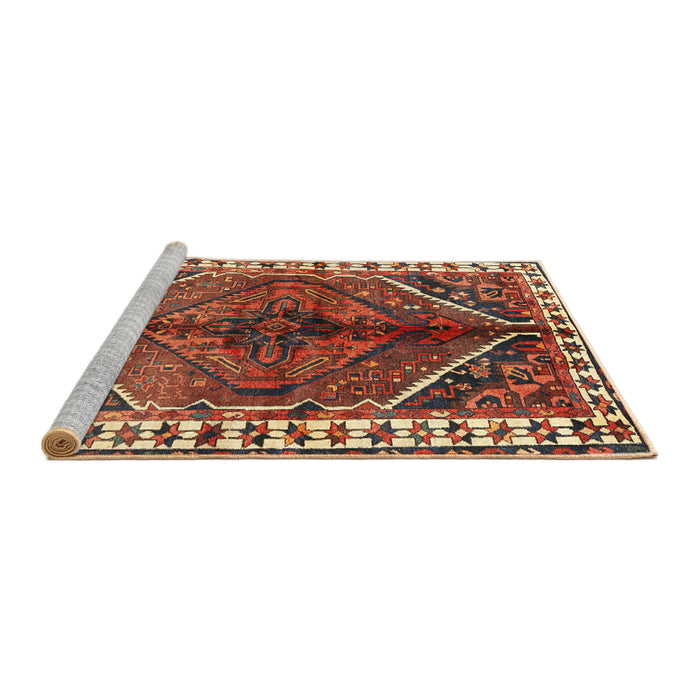 Sideview of Machine Washable Traditional Tomato Red Rug, wshtr2806