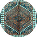 Round Persian Light Blue Traditional Rug, tr2806lblu
