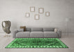 Machine Washable Persian Emerald Green Traditional Area Rugs in a Living Room,, wshtr2806emgrn