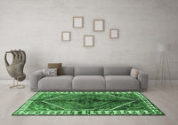 Machine Washable Persian Emerald Green Traditional Rug, wshtr2806emgrn