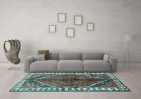 Machine Washable Persian Light Blue Traditional Rug, wshtr2806lblu