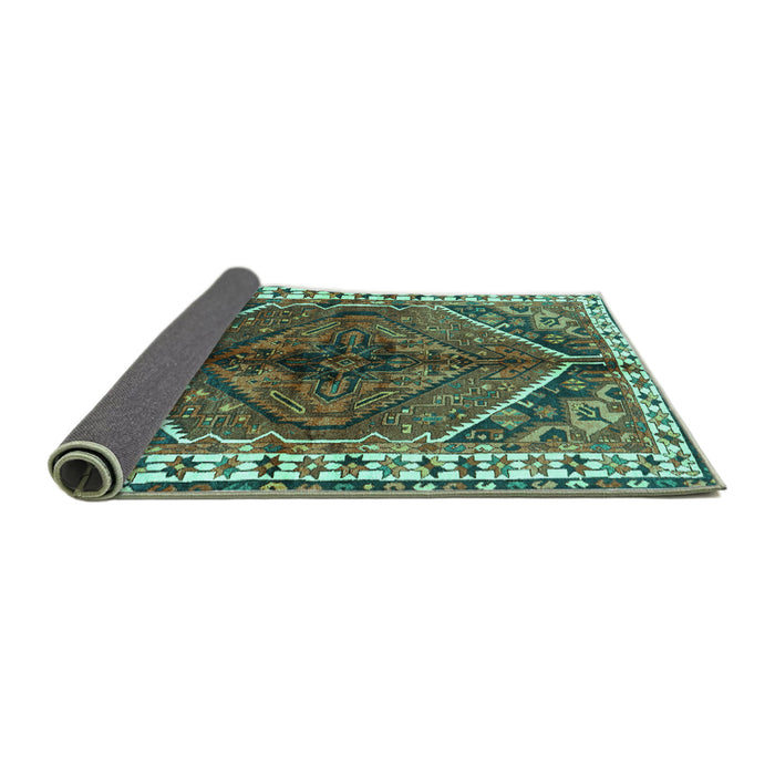Sideview of Persian Turquoise Traditional Rug, tr2806turq