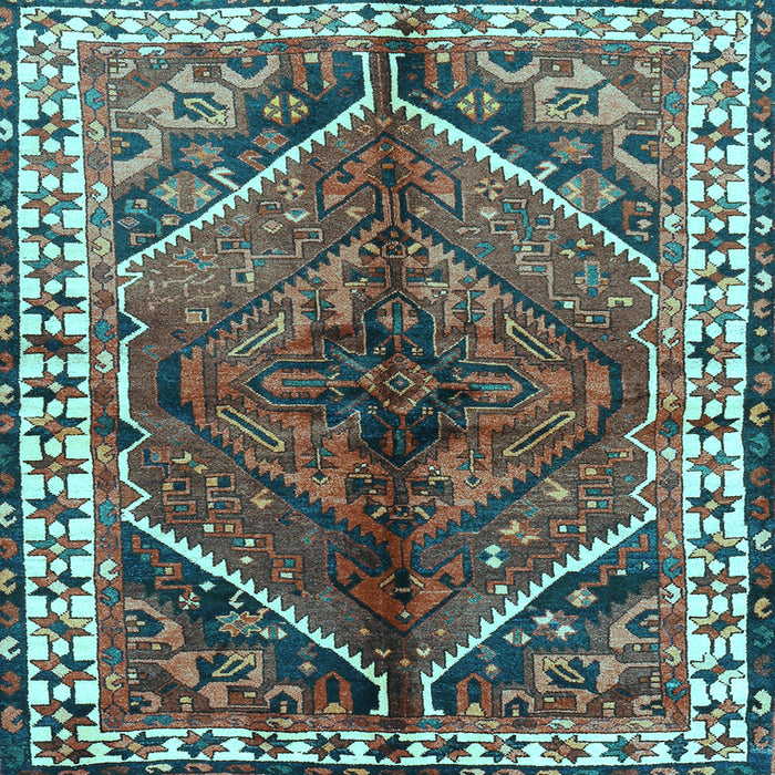 Square Machine Washable Persian Light Blue Traditional Rug, wshtr2806lblu
