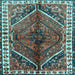 Square Machine Washable Persian Light Blue Traditional Rug, wshtr2806lblu