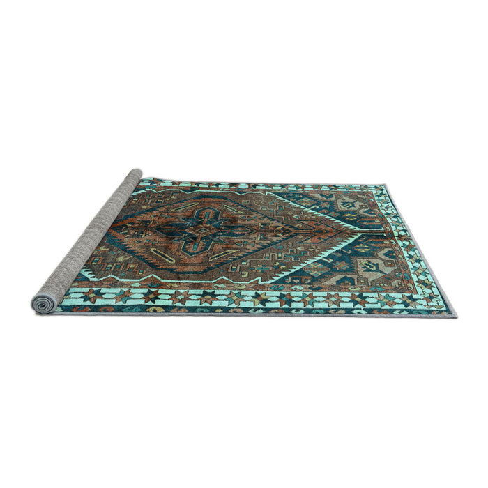 Sideview of Machine Washable Persian Light Blue Traditional Rug, wshtr2806lblu