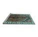 Sideview of Machine Washable Persian Light Blue Traditional Rug, wshtr2806lblu