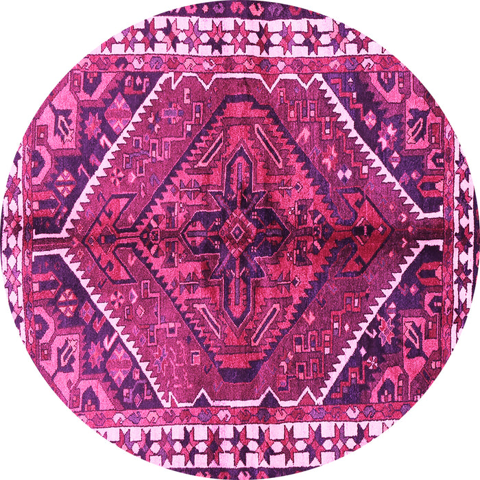 Round Machine Washable Persian Pink Traditional Rug, wshtr2806pnk