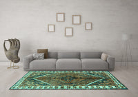 Machine Washable Persian Turquoise Traditional Rug, wshtr2806turq