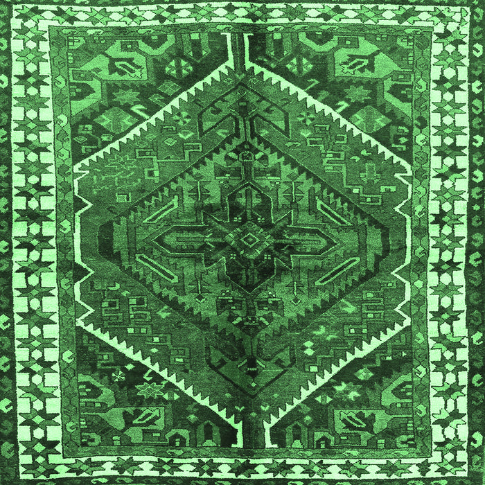 Square Machine Washable Persian Emerald Green Traditional Area Rugs, wshtr2806emgrn