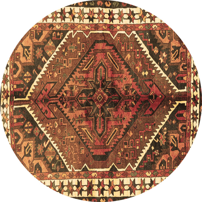 Round Machine Washable Persian Brown Traditional Rug, wshtr2806brn
