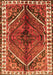 Serging Thickness of Machine Washable Persian Orange Traditional Area Rugs, wshtr2806org