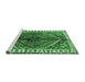 Sideview of Machine Washable Persian Emerald Green Traditional Area Rugs, wshtr2806emgrn