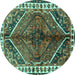 Round Persian Turquoise Traditional Rug, tr2806turq