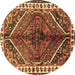 Round Persian Brown Traditional Rug, tr2806brn