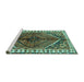 Sideview of Machine Washable Persian Turquoise Traditional Area Rugs, wshtr2806turq