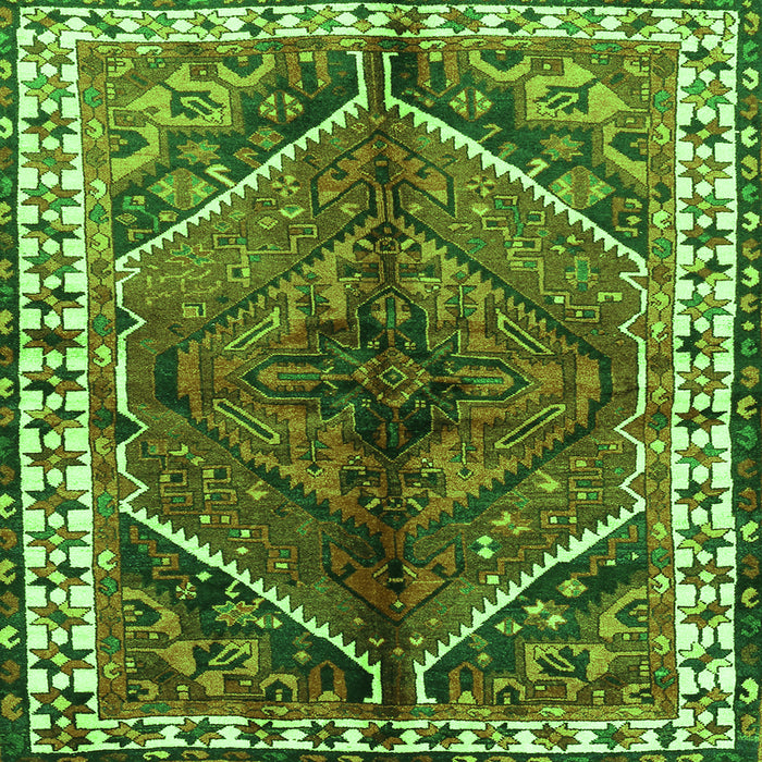 Round Machine Washable Persian Green Traditional Area Rugs, wshtr2806grn