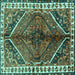 Square Machine Washable Persian Turquoise Traditional Area Rugs, wshtr2806turq