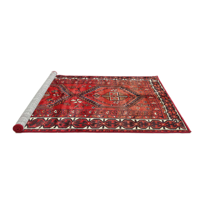 Sideview of Machine Washable Traditional Rust Pink Rug, wshtr2807