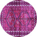 Round Machine Washable Persian Purple Traditional Area Rugs, wshtr2807pur