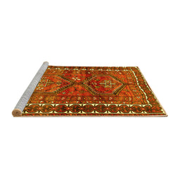 Sideview of Machine Washable Persian Yellow Traditional Rug, wshtr2807yw