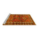 Sideview of Machine Washable Persian Yellow Traditional Rug, wshtr2807yw