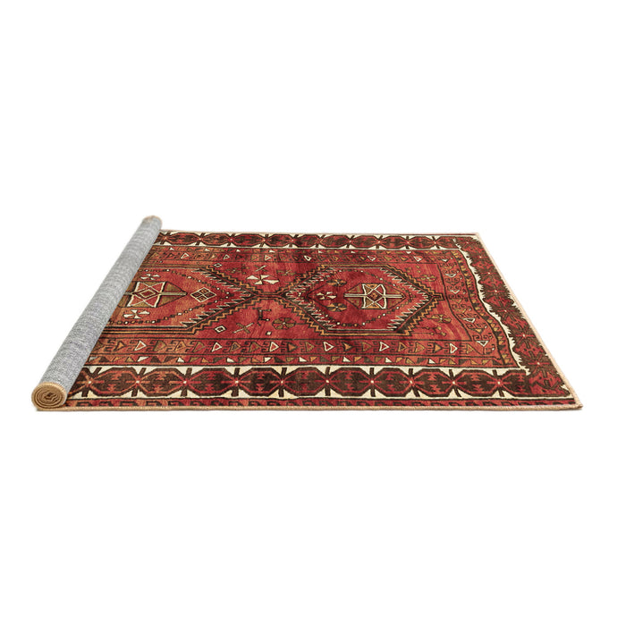 Sideview of Machine Washable Persian Brown Traditional Rug, wshtr2807brn