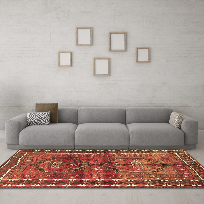 Machine Washable Persian Brown Traditional Rug in a Living Room,, wshtr2807brn