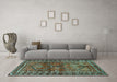 Machine Washable Persian Turquoise Traditional Area Rugs in a Living Room,, wshtr2807turq