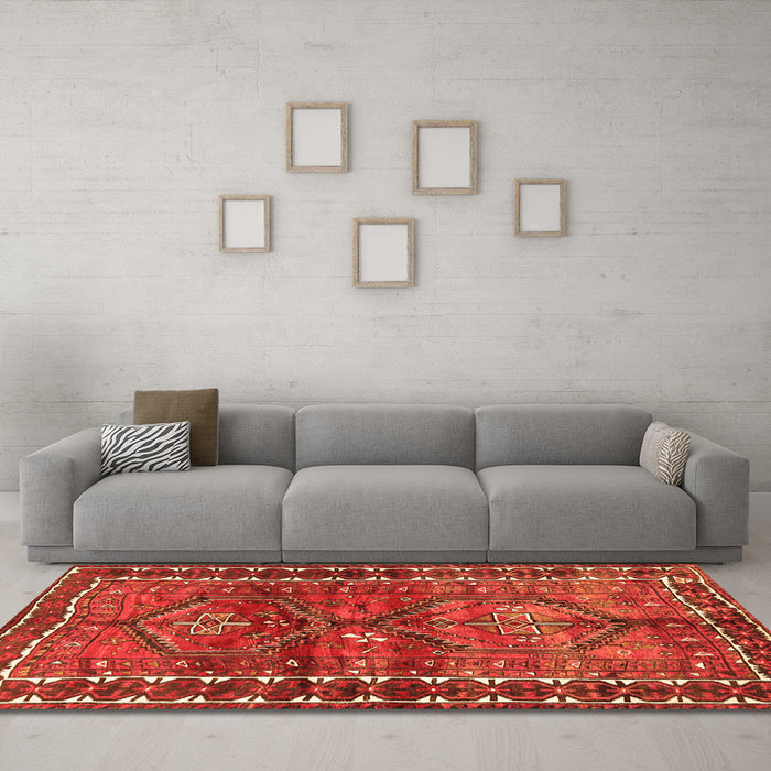 Machine Washable Persian Orange Traditional Area Rugs in a Living Room, wshtr2807org