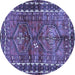 Round Persian Blue Traditional Rug, tr2807blu