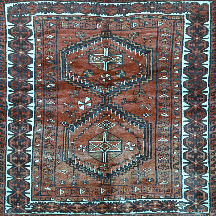 Square Machine Washable Persian Light Blue Traditional Rug, wshtr2807lblu