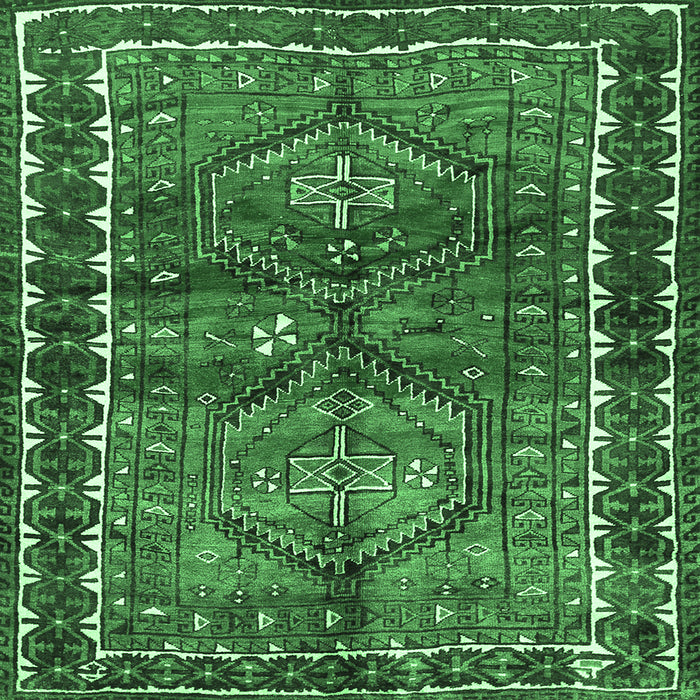 Square Machine Washable Persian Emerald Green Traditional Area Rugs, wshtr2807emgrn