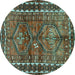 Round Persian Turquoise Traditional Rug, tr2807turq