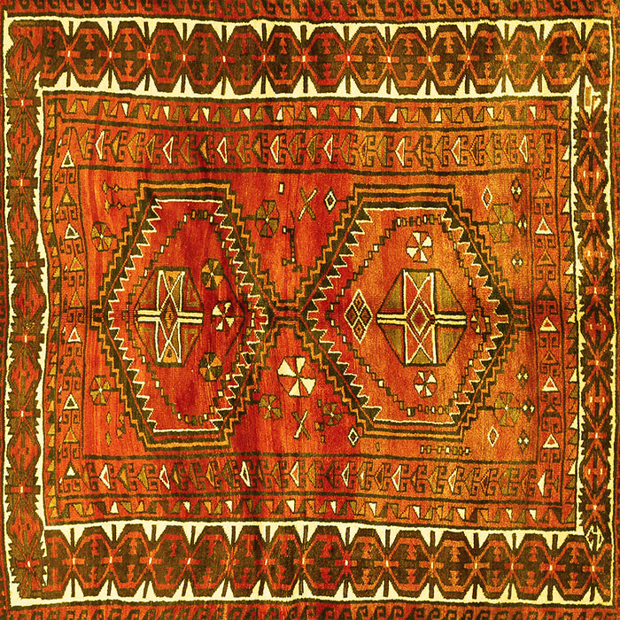 Square Persian Yellow Traditional Rug, tr2807yw