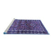 Sideview of Machine Washable Persian Blue Traditional Rug, wshtr2807blu