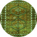 Square Persian Green Traditional Rug, tr2807grn