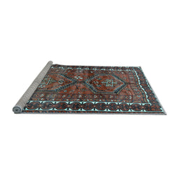 Sideview of Machine Washable Persian Light Blue Traditional Rug, wshtr2807lblu