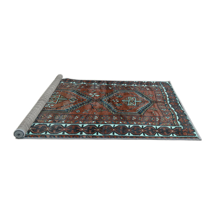 Sideview of Machine Washable Persian Light Blue Traditional Rug, wshtr2807lblu