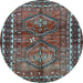 Round Persian Light Blue Traditional Rug, tr2807lblu