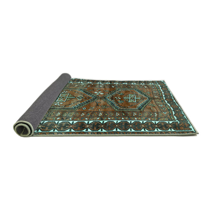 Sideview of Persian Turquoise Traditional Rug, tr2807turq